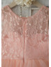 Pink Lace Tulle Knee Length Classic Flower Girl Dress